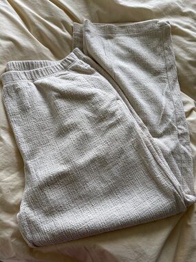 OAK + FORT Cream Textured Elastic Waist Pant